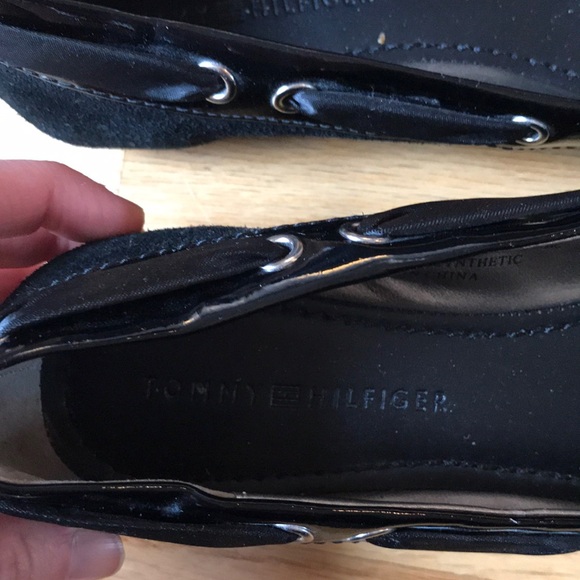 Black Suede Tommy Hilfiger Bow Flats sz 8 - Picture 3 of 5